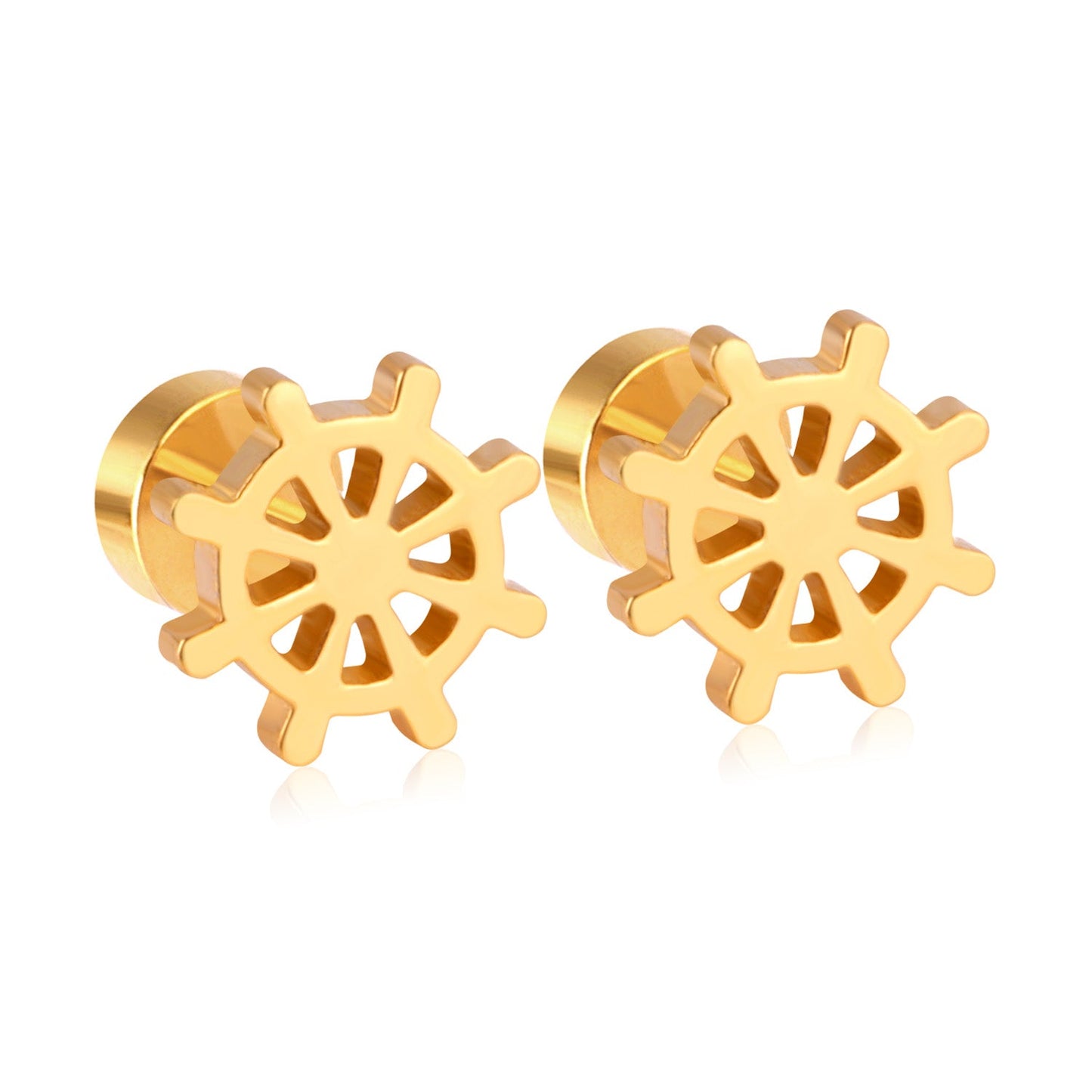 12 pairs Gold Cut Screwback Stud Earrings without Diamonds
