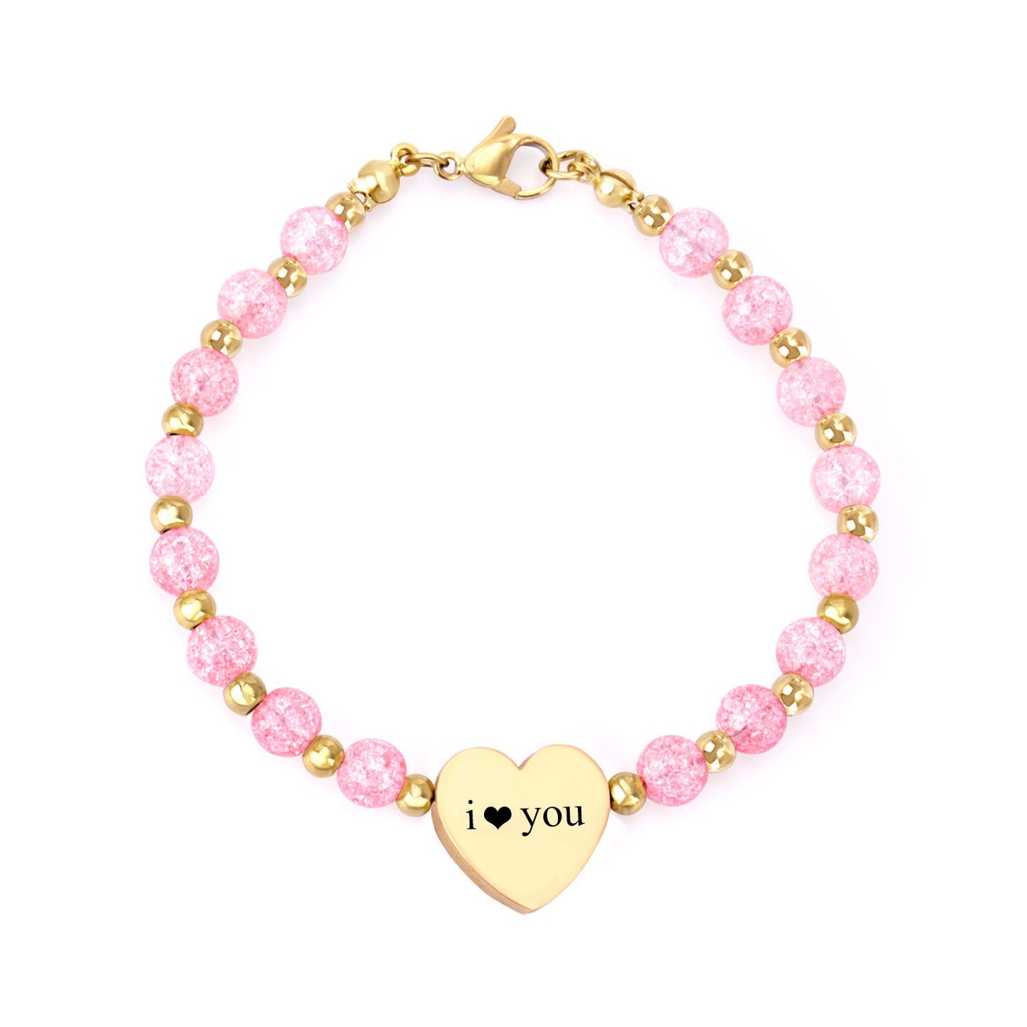 Gold Accessories Pink Crystal Bracelet