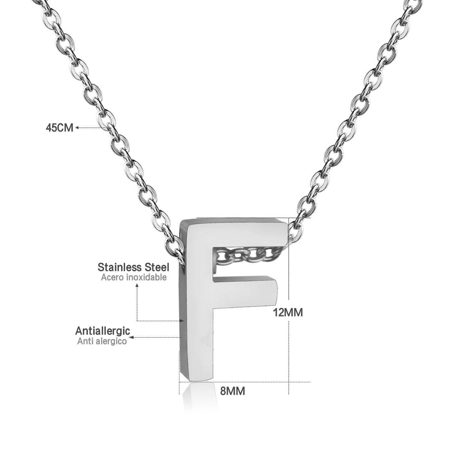 ASON Delicate Classic Style Initial 26 Letters Alphabet Chain Pendant Necklace Stainless Steel Color Jewelry Chokers
