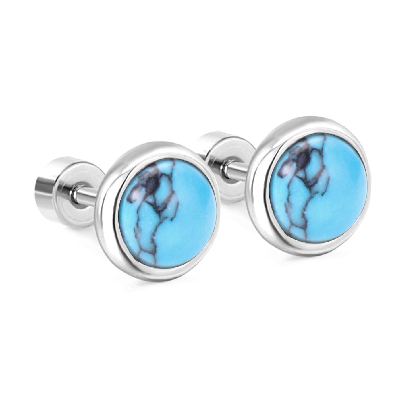 12 pairs 4mm/6mm/8mm Steel Color/Gold Turquoise Screwback Earrings
