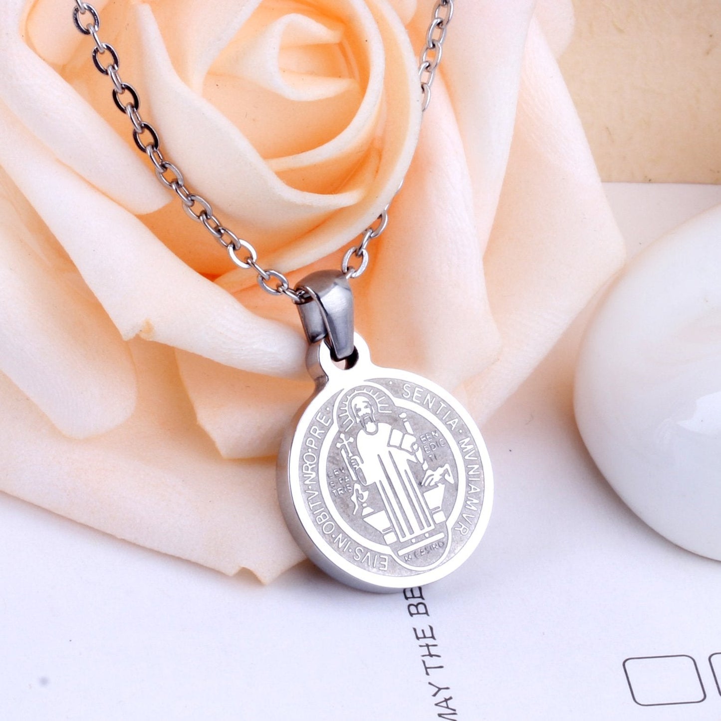 Religion Pendant Necklace Christmas Gift Gold/Steel Color Collares Women/Men Jewelry Link Chain Choker Necklaces
