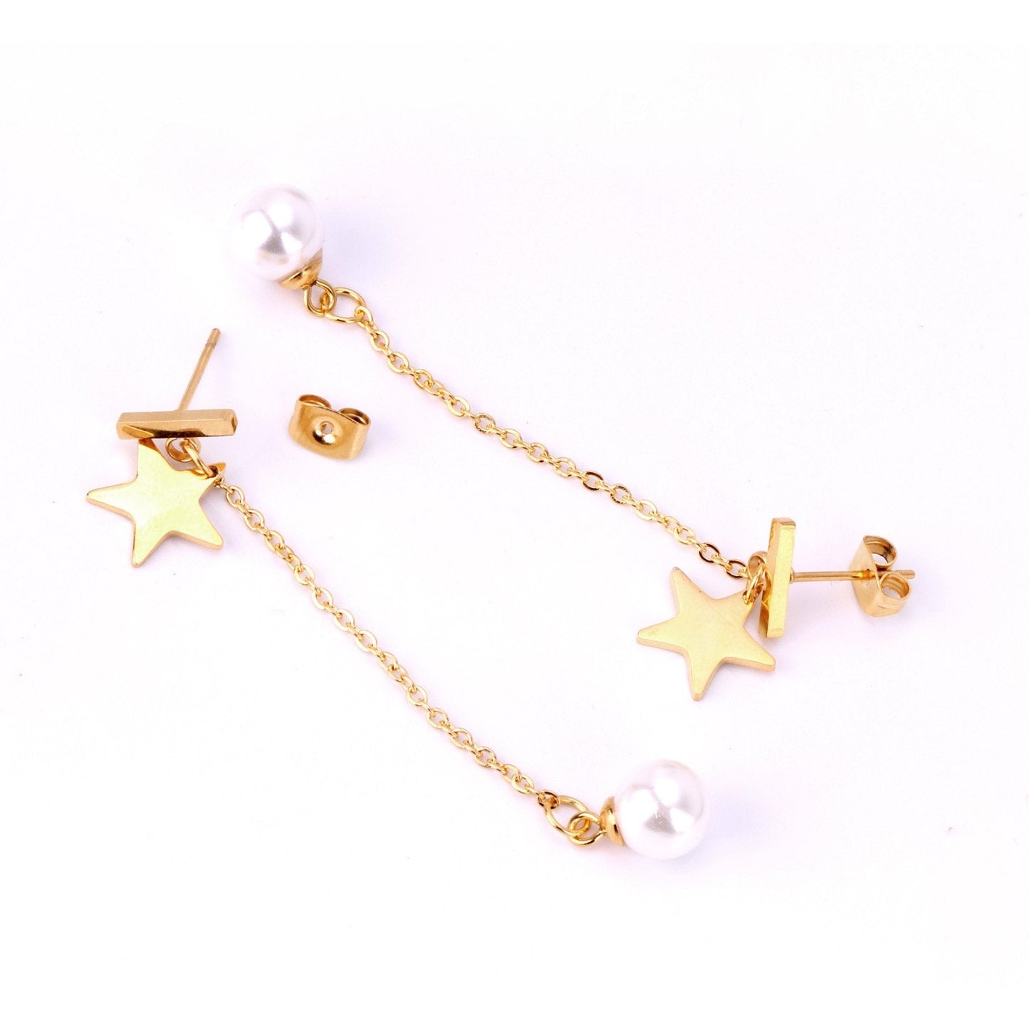 ASON Imitation Pearl Drop Earrings Star Pendants Long Link Chain Earrings Female Gift Wedding Accessories