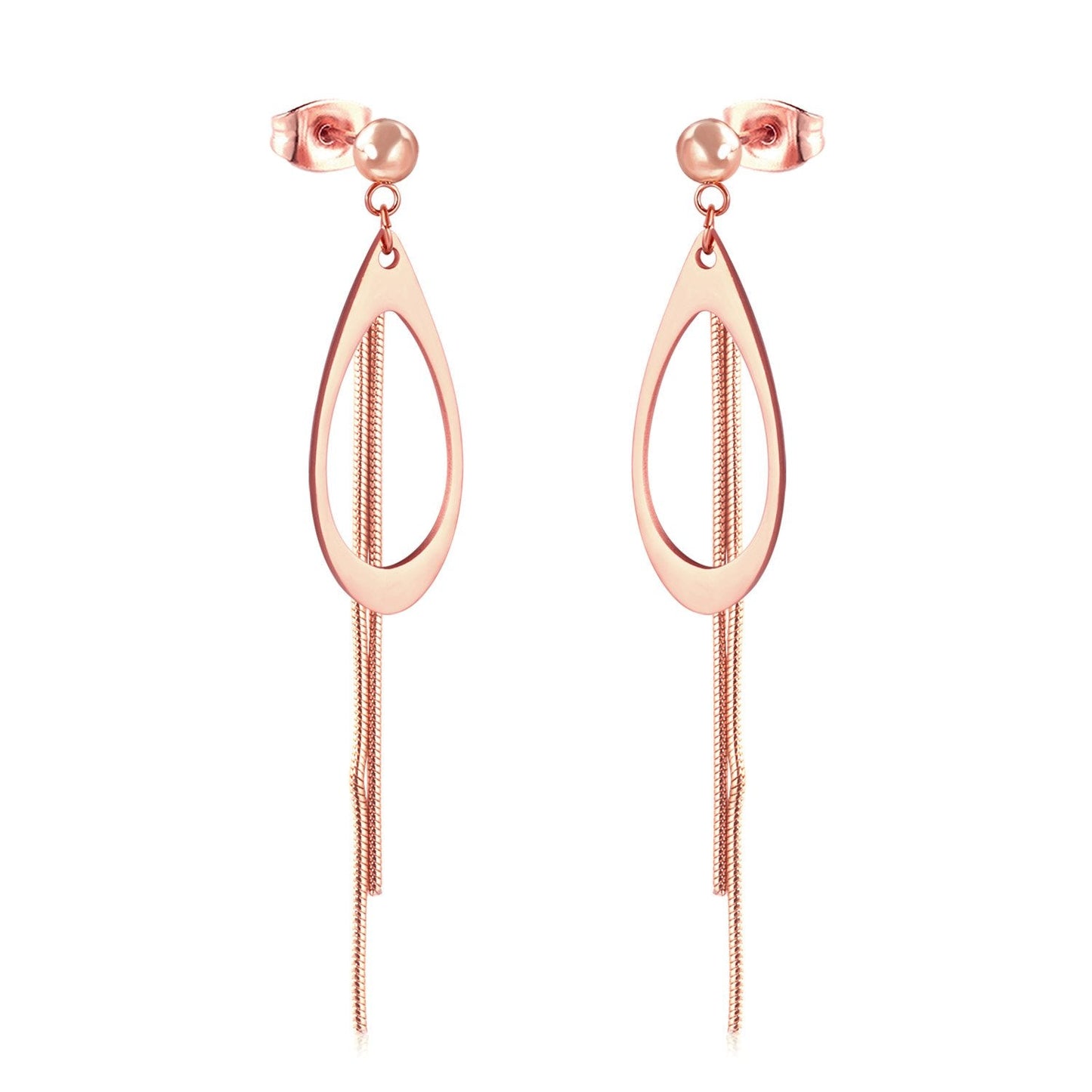 ASON Korean Style Dangle Earrings Anti-allergy Stainless Steel for Women Tassel Water Drop Earring Lovely Jewelry Gift