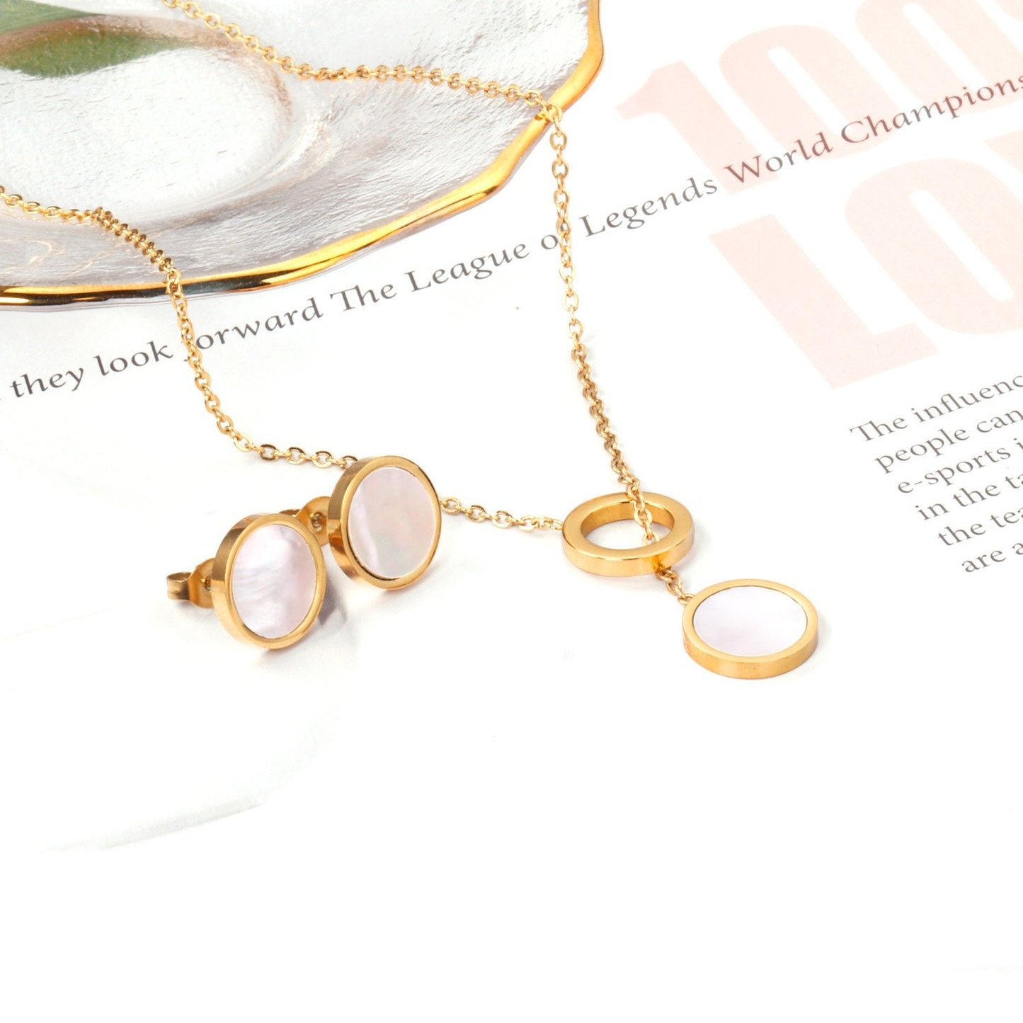 New Arrival Stainless Steel Gold/Silver Color Necklaces Earrings Sets Necklace For Women Party Jewellry Accessories