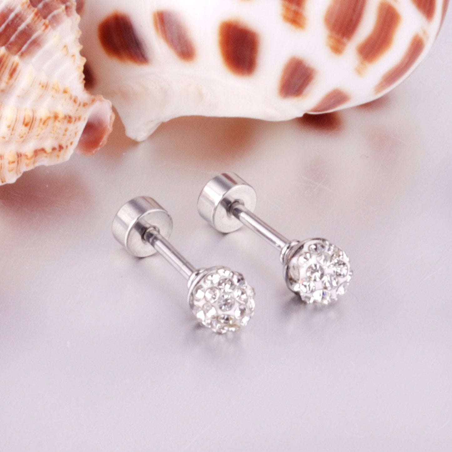 ASON Piercing Earrings Stainless Steel Cubic Zirconia Stud Earring Gold Color Brinco Bijoux Wholesale Fashion Jewelry Women