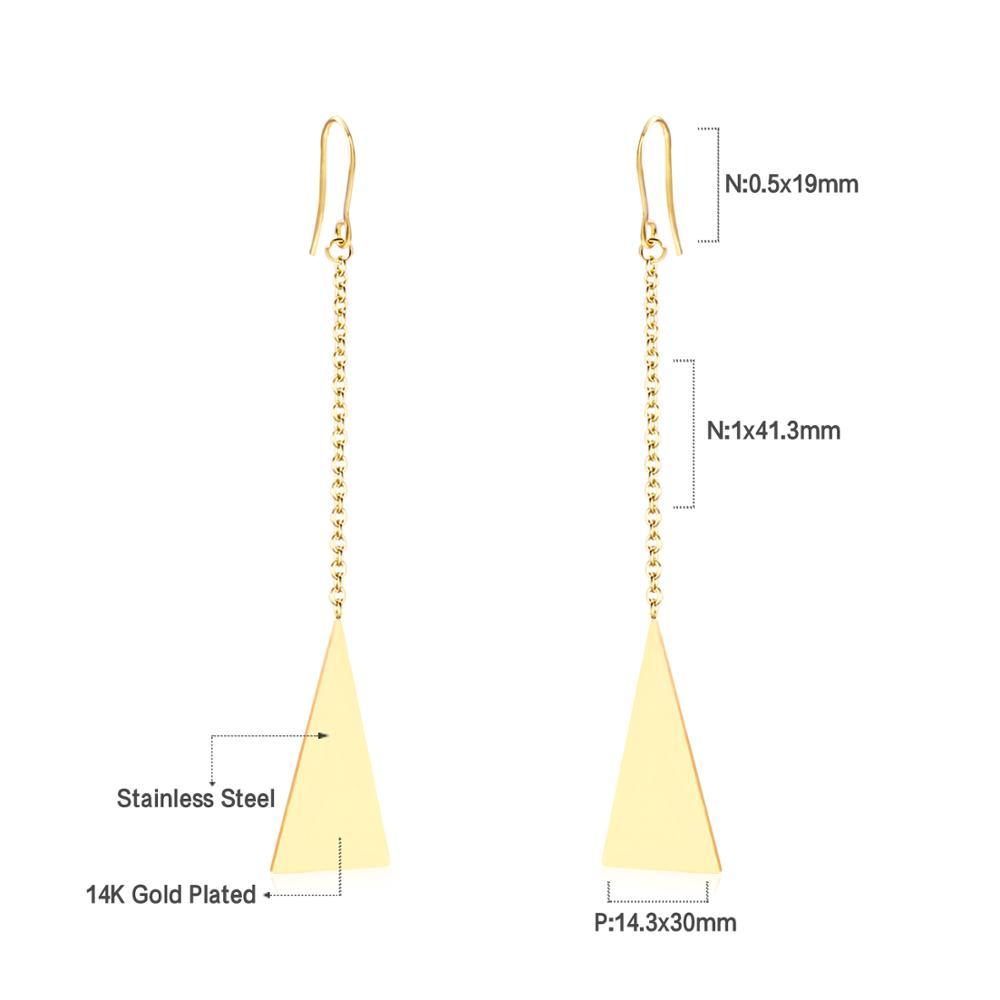 ASON Elegant Gold Color Drop Earrings Stainless Steel Triangle Pendant Dangle Earrings for Women Gift Party Jewelry