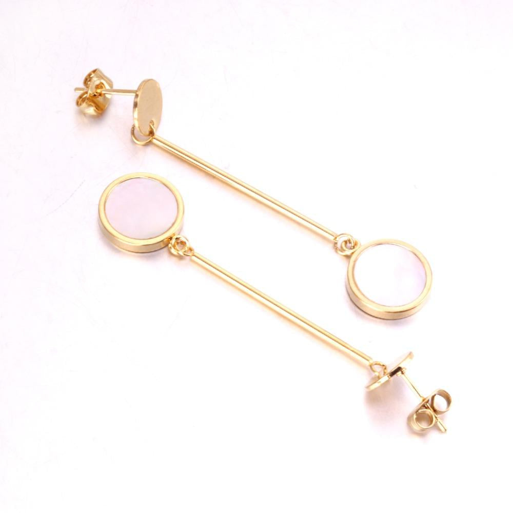 Korean Shell Long Drop Dangle Earring 2020 Gold Stainless Steel Earings For Women Fashion Jewelry pendientes brinco