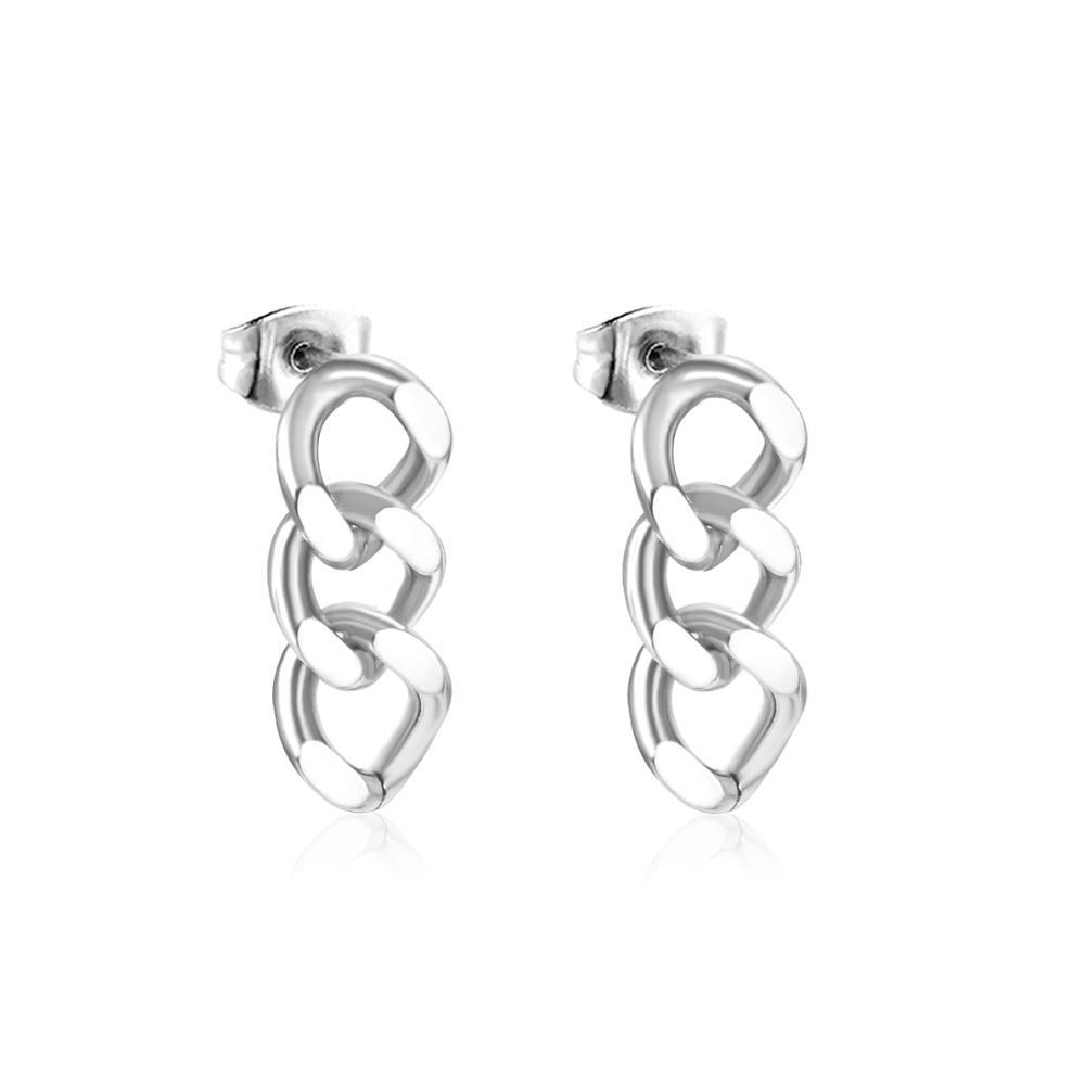 ASON Cool Chain Pendant Punk Piercing Earring Stainless Steel Stud Earrings Gold Color for Women Party Gift Fashion Jewelry
