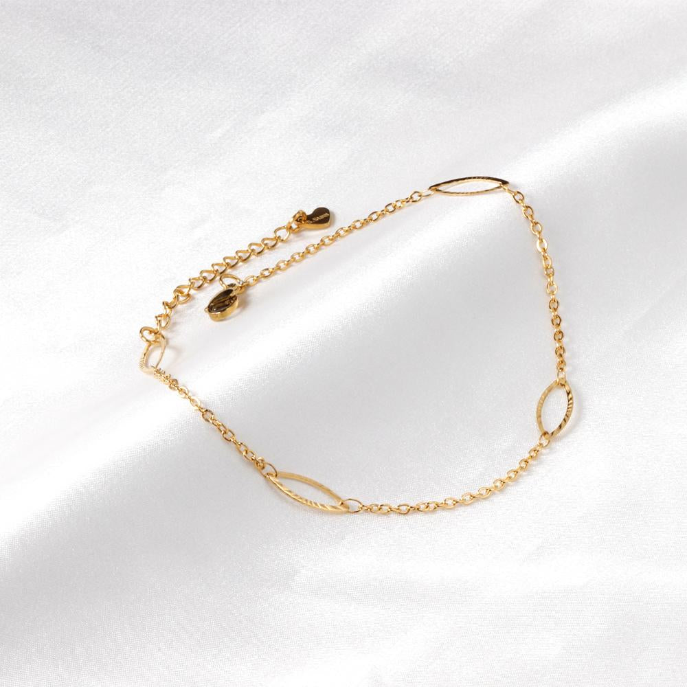ASON Fashion Jewelry Simple Oval Charm Foot Link Chains Anklet Gold Color Stainless Steel for Women Beach Accessories