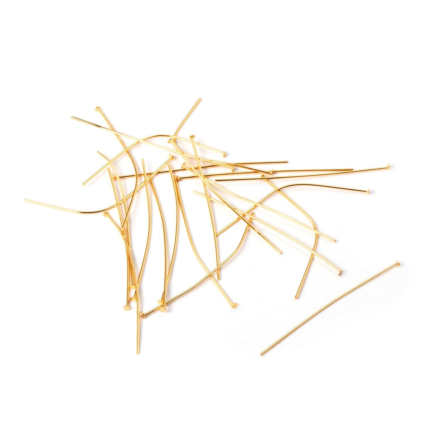 ASON 100 Pcs/Lots Flat Head Needle Stainless Steel Pin Head Pins Gold Color Head Pins For Jewelry Findings Making DIY Needles