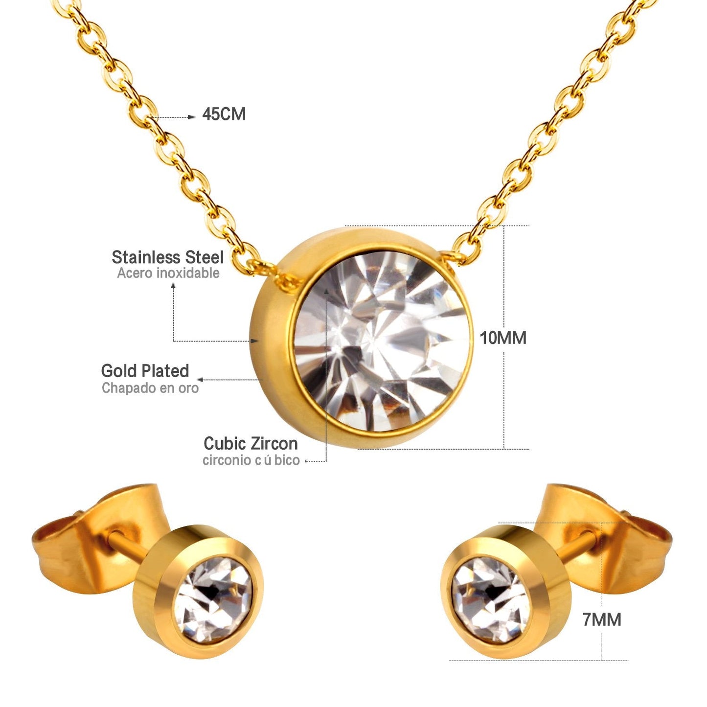 Wedding Jewelry Sets Round Crystal Pendant Necklace Earrings For Women Fashion Jewelry Jewellery set accesorios