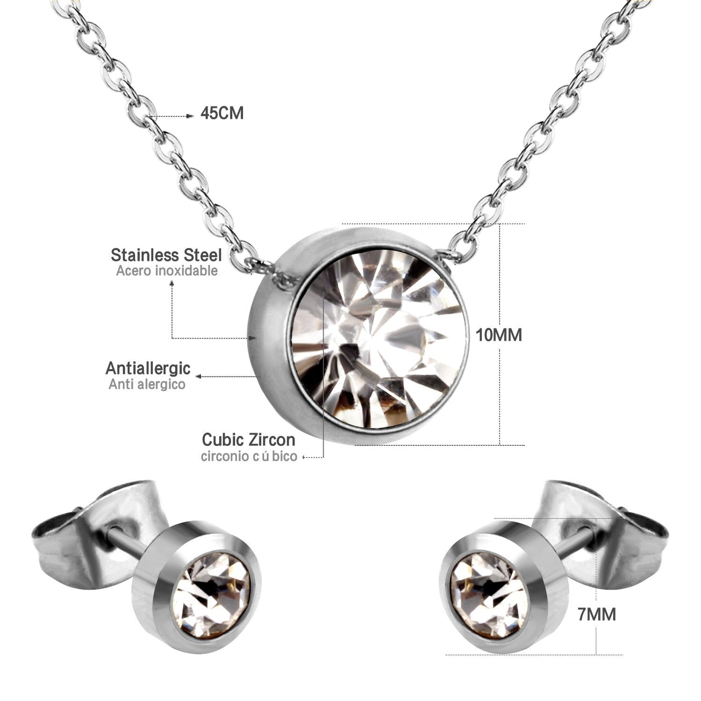 Wedding Jewelry Sets Round Crystal Pendant Necklace Earrings For Women Fashion Jewelry Jewellery set accesorios