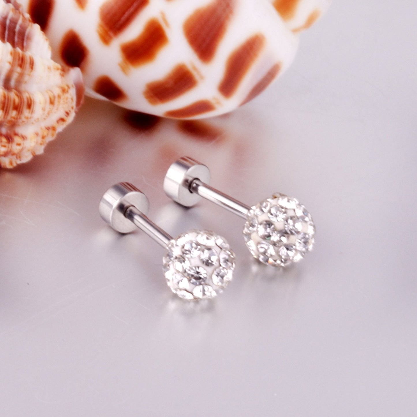ASON Piercing Earrings Stainless Steel Cubic Zirconia Stud Earring Gold Color Brinco Bijoux Wholesale Fashion Jewelry Women