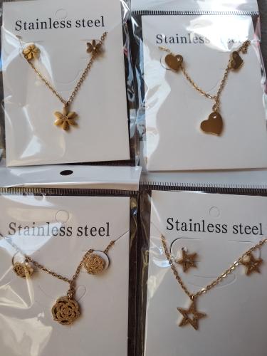 Hot Selling Heart Shaped Pendant CZ Necklace And Earrings Set In Jewelry For Women With Free Chain Jewellry Parts