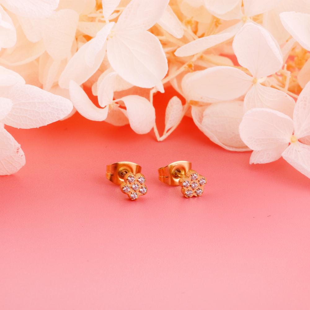 Women Earring New Trendy Stainless Steel Gold Color Flower Star butterfly Heart Monn Stud Earring Fashion Jewelry