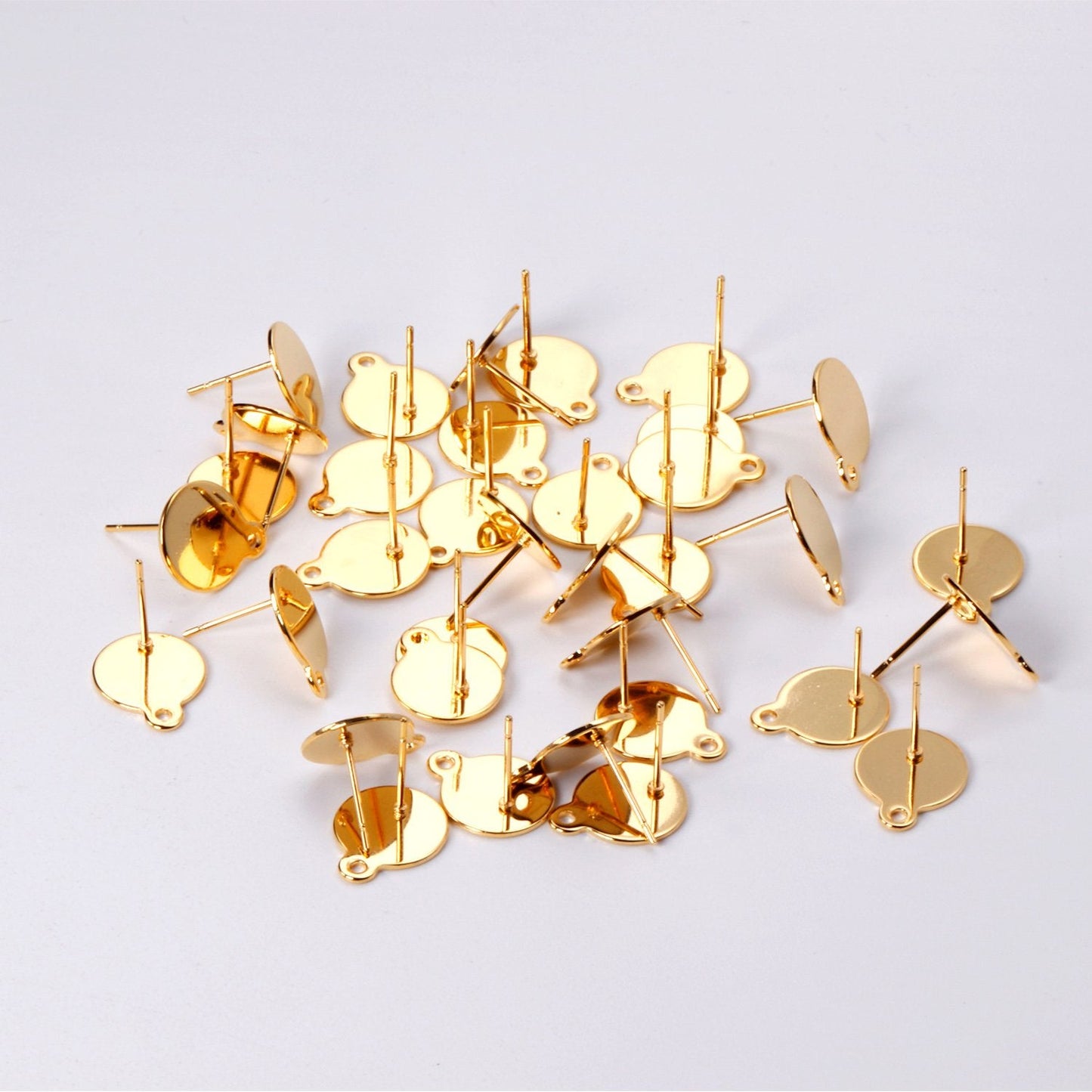 ASON 100Pcs/Lots Ear Studs Earring Accessories Studs Stainless Steel Gold Base Setting Connector For DIY Jewelry Making Supplies