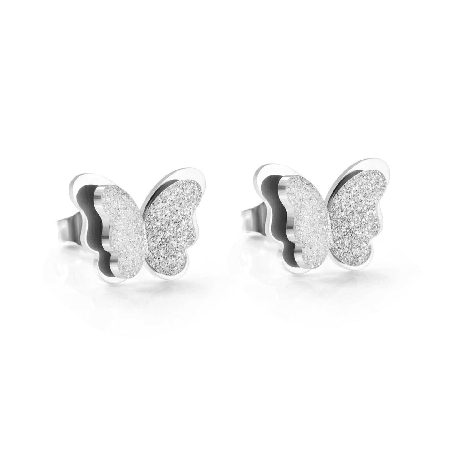 New Butterfly Stainless Steel Push-Back Stud Earrings For Women/Kids Trendy Earrings Jewelry pendientes mujer