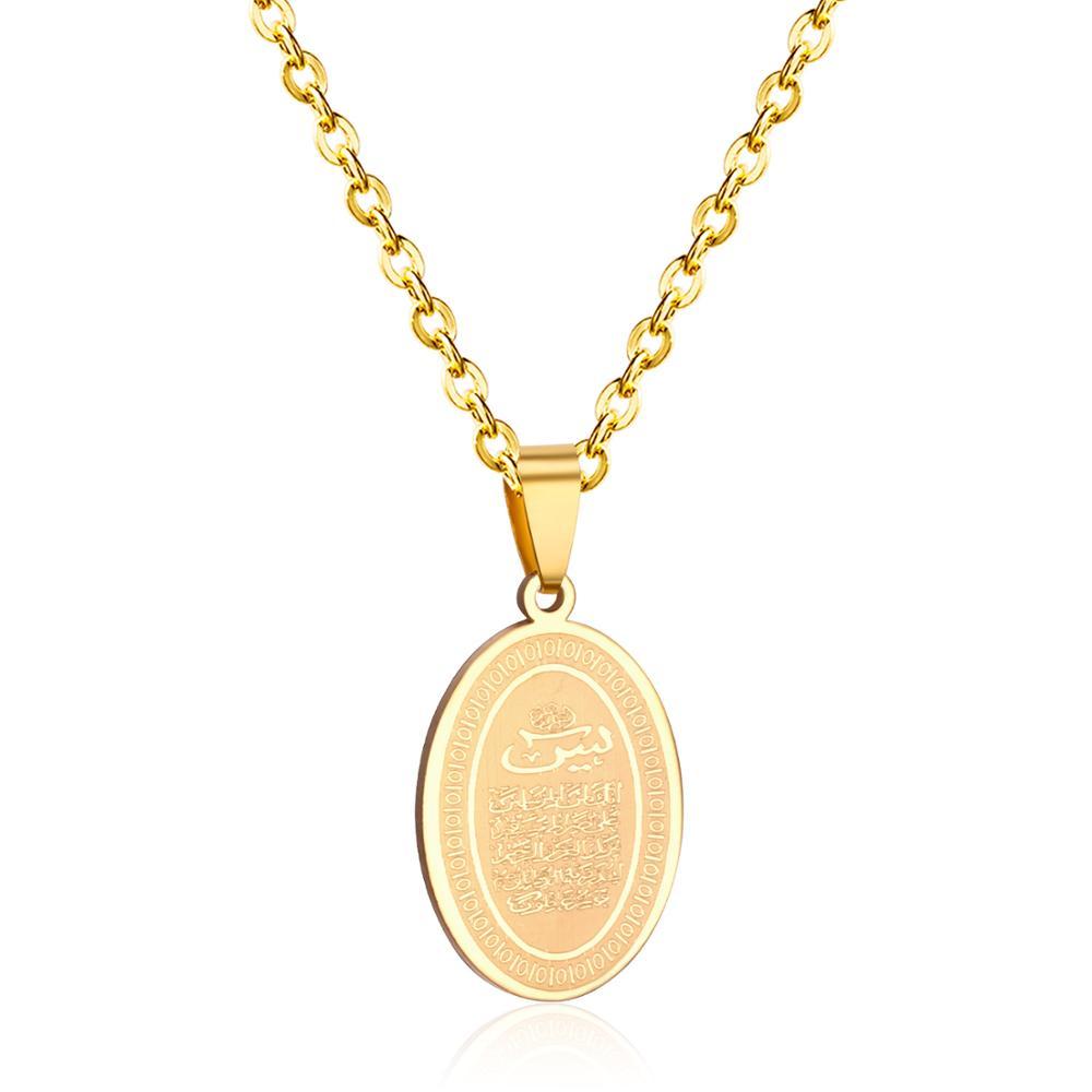 Muslim Scriptures Pendant Necklace Gold-color Necklace Women Jewelry