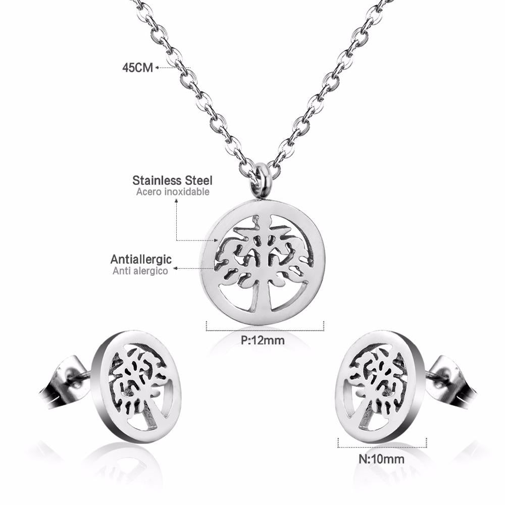 Tree Necklace Earrings Wedding Dubai Jewelry Sets For Women Girls Gold/Steel Indian Bridal Jewelry Sets Jewellery