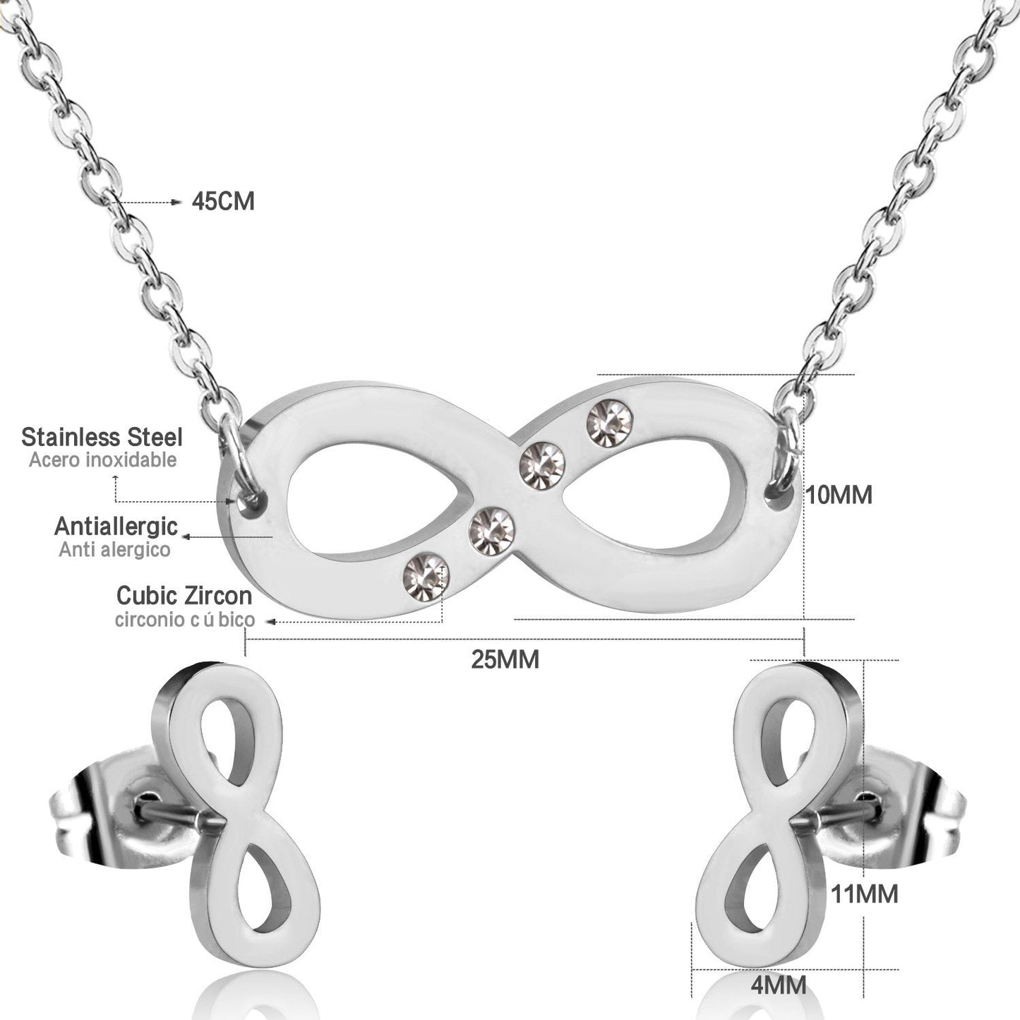 Stainless Steel Dubai African Jewelry Sets Letter With Round Crystal Necklace Earring Sets For Women Accessroies