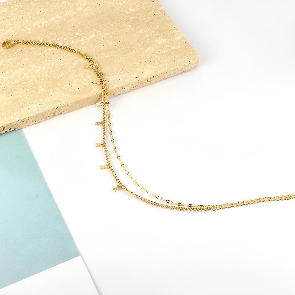 ASON Trendy Scissors Accessories Multi-layer Link Chain Anklet Gold Color Stainless Steel For Women Foot Jewelry Party Gift