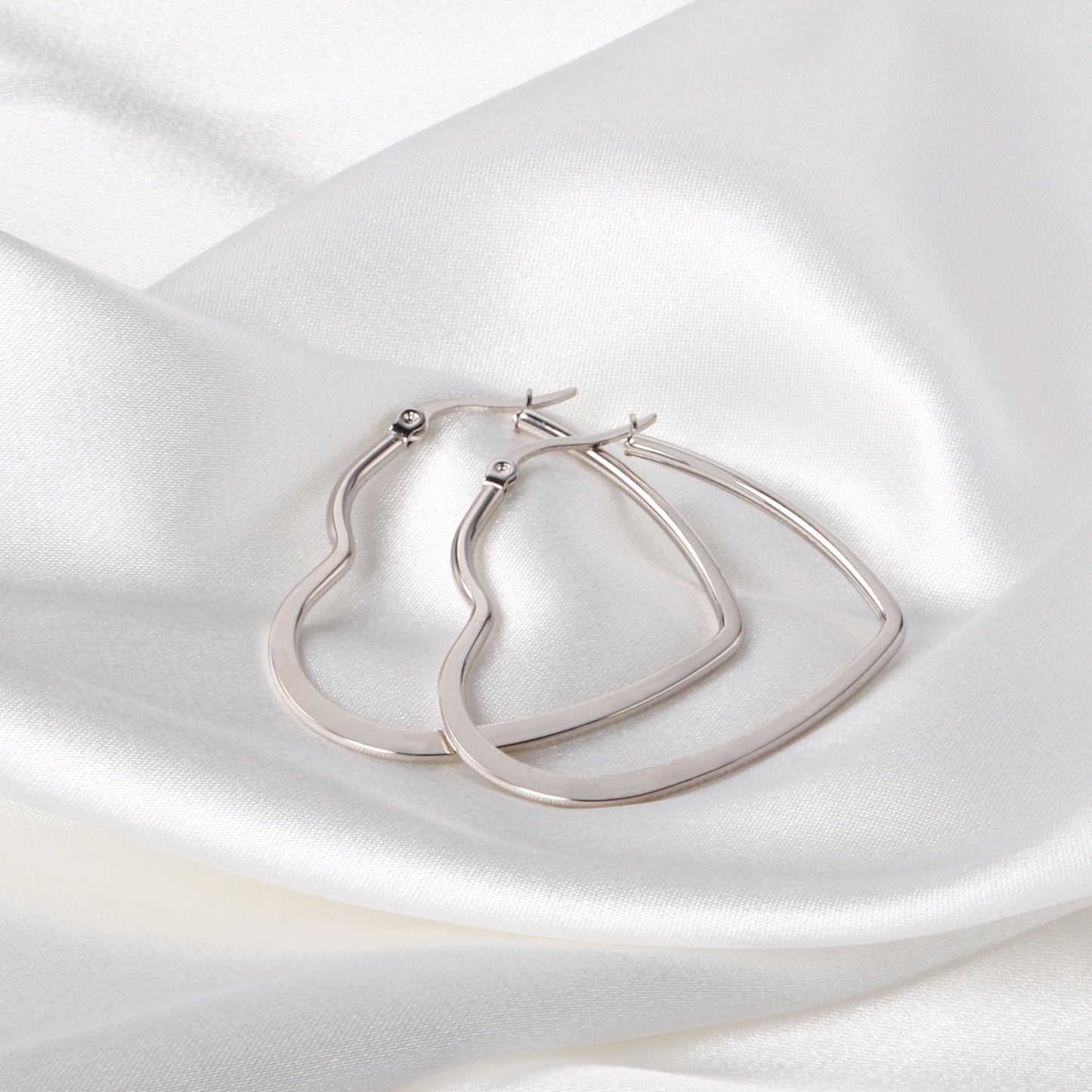 ASON Heart Shape Hoops Earrings Gold Color Size 25mm/35mm/45mm Stainless Steel Big Dangler Female Accessories Piercing