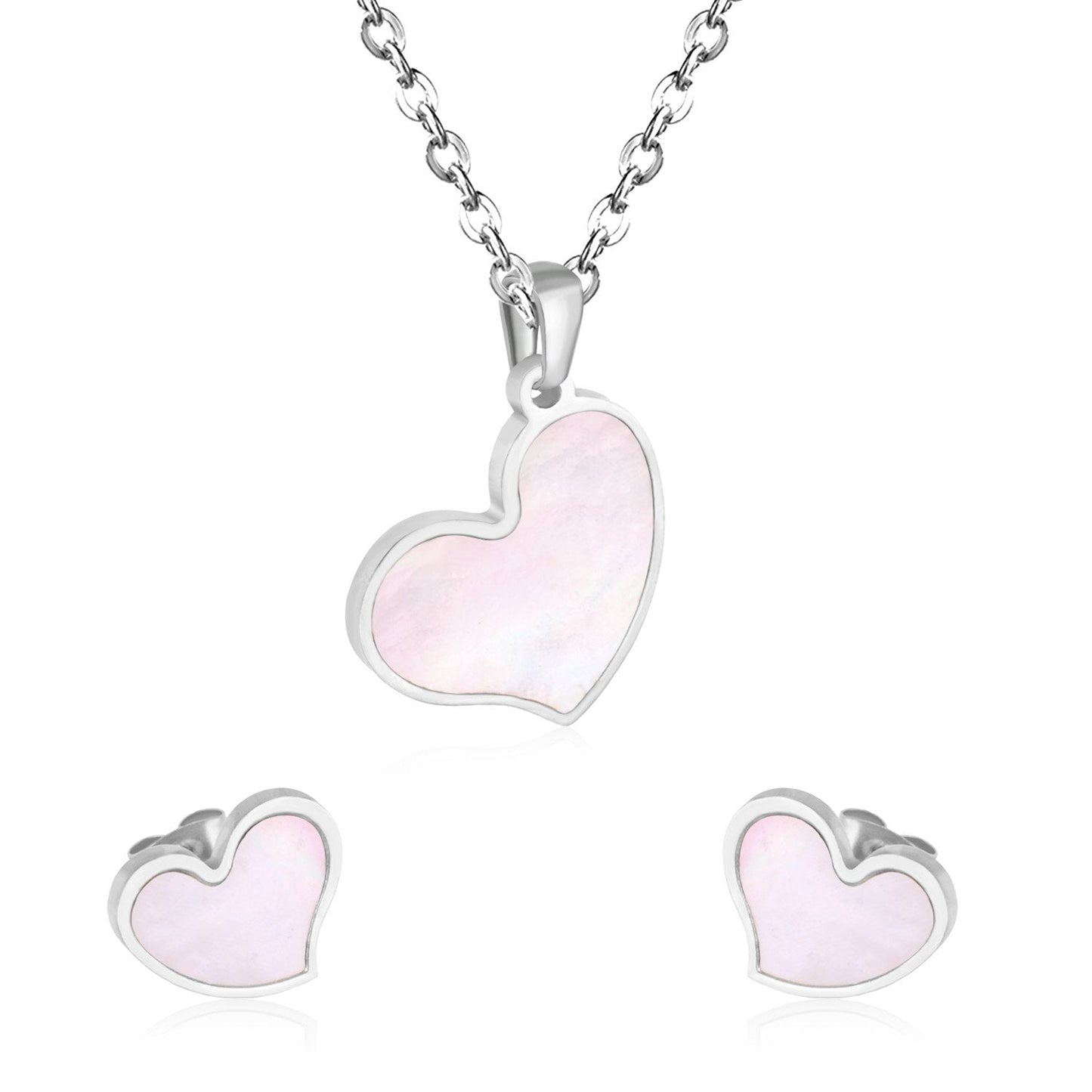 Heart Jewelry Set Stainless Steel Necklaces Sets For Woman Heart Choker Necklace Earrings Jewelry Sets bijoux femme