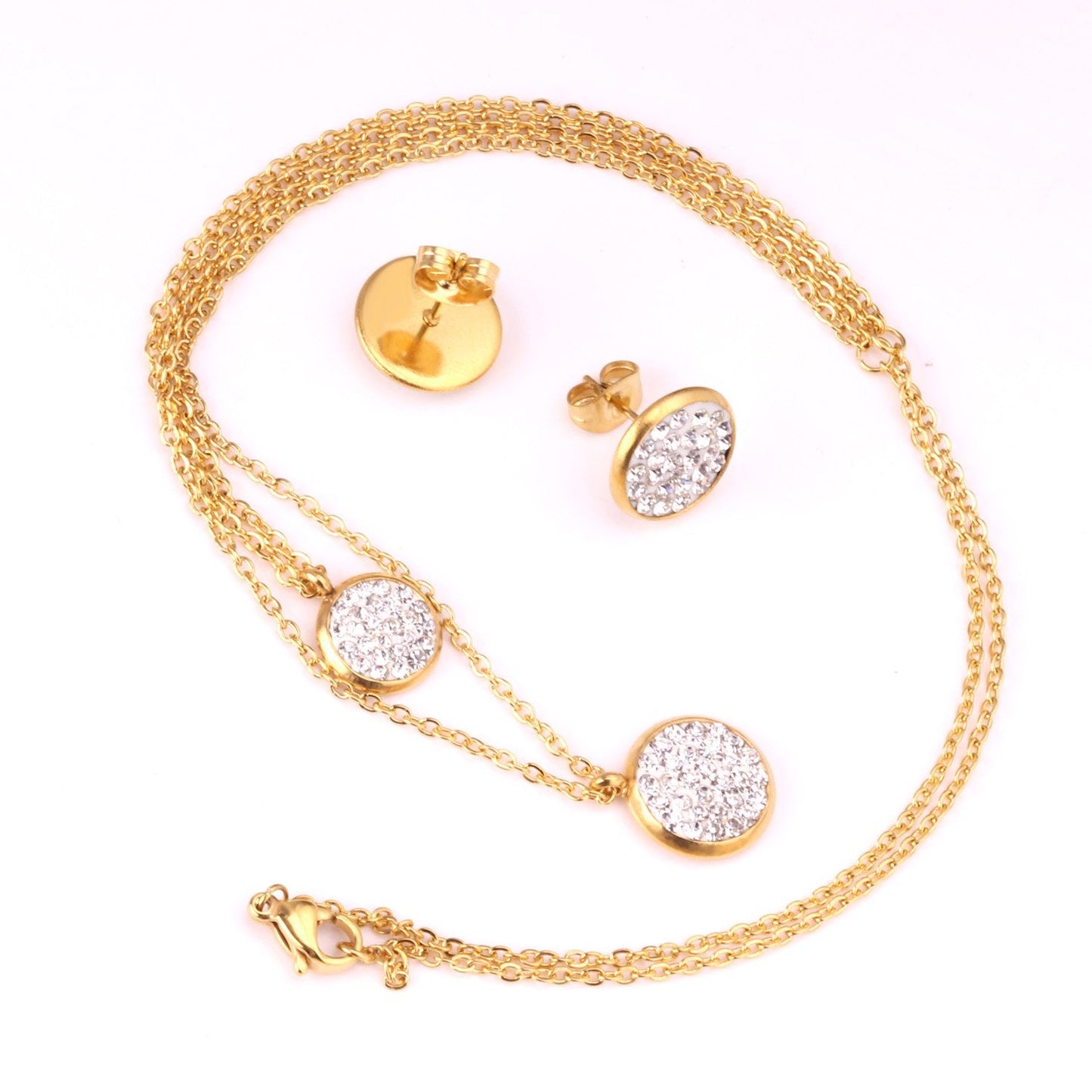 Fashion Cubic Zirconia Pendant Necklace Earrings Set For Woman Bride Wedding Jewelry Accessories pendientes bijoux