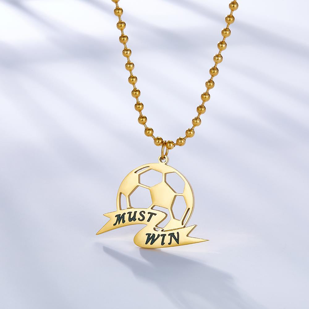 World Cup Football Pendant Necklace For Woman Must Win Man Sport Statement Thick Beads Chain Necklaces Brand Design