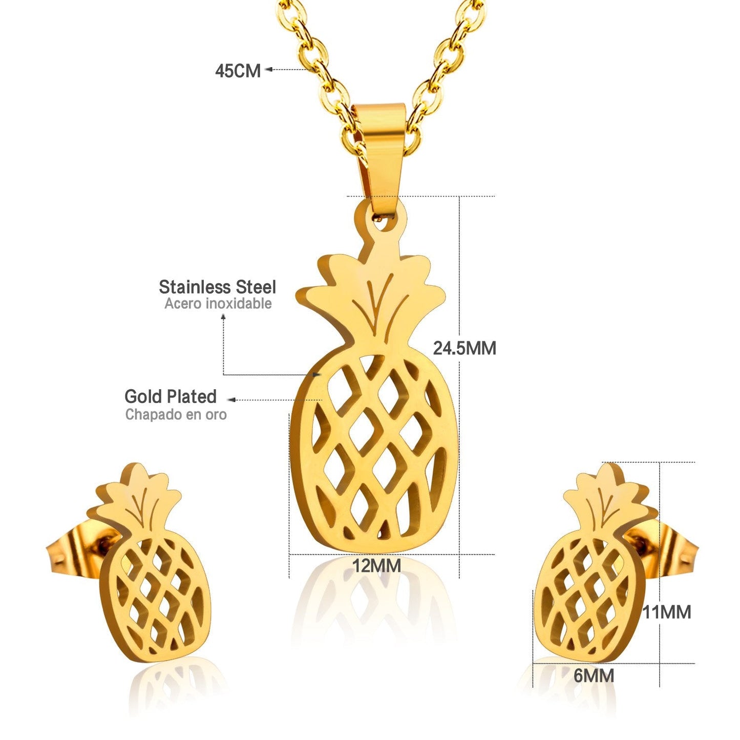 Hot Sale Stainless Steel Bridal African Dubai Jewelry Set For Women Girls Fruit Necklace Earring Jewellery set