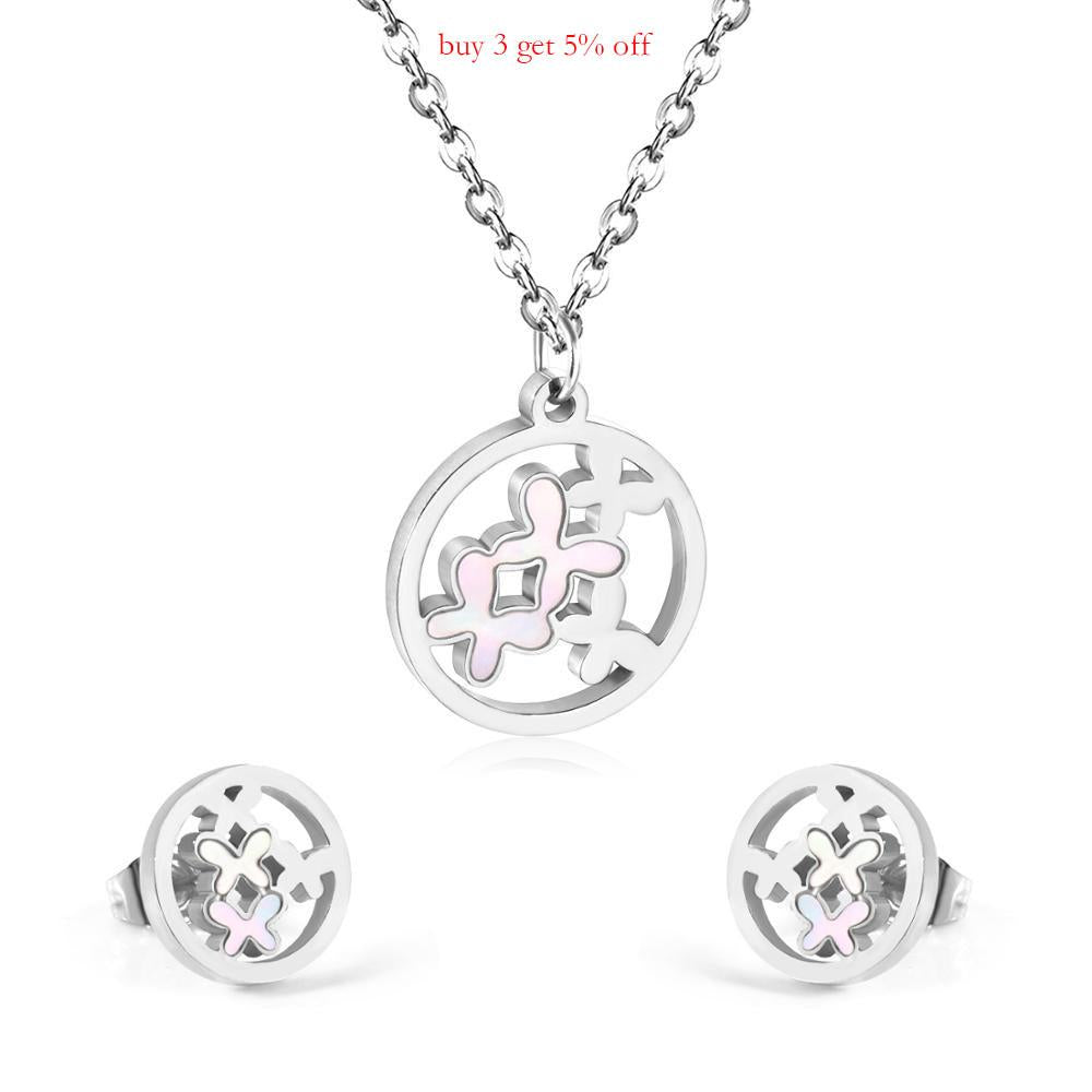 Shell Butterfly Stainless Steel African Jewellery Set Bridal Dubai Wedding Jewelry Sets For Women collier femme