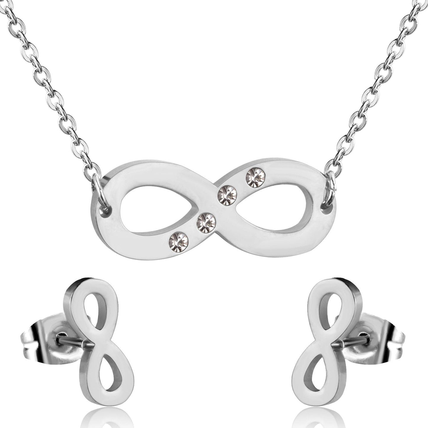 Stainless Steel Dubai African Jewelry Sets Letter With Round Crystal Necklace Earring Sets For Women Accessroies