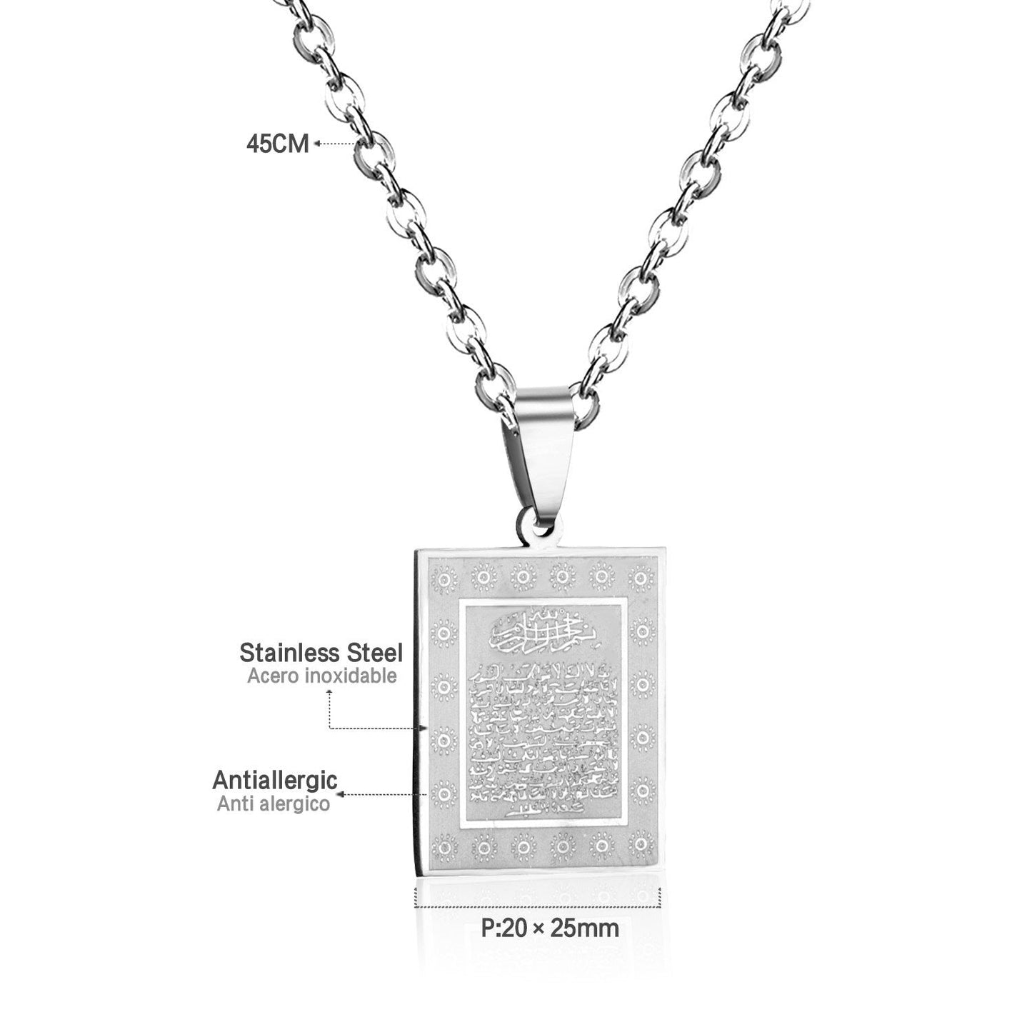 Bible Scripture Pendant Necklace Mens Womens Stainless Steel Chain Necklace