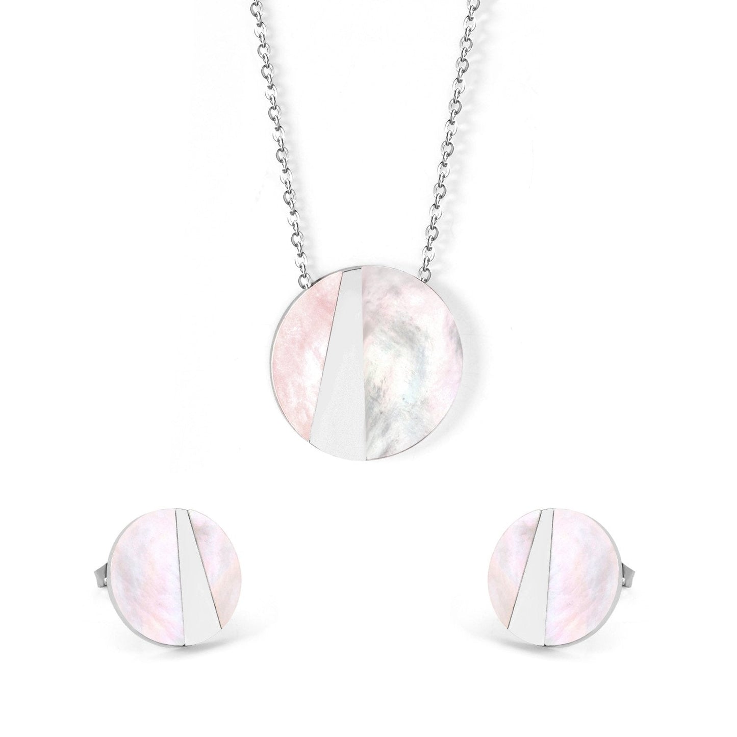 Trendy Elegant Shell Shape Stainless Steel Necklaces Earrings Sets For Ladies Luxury Jewellry Sets pendientes mujer