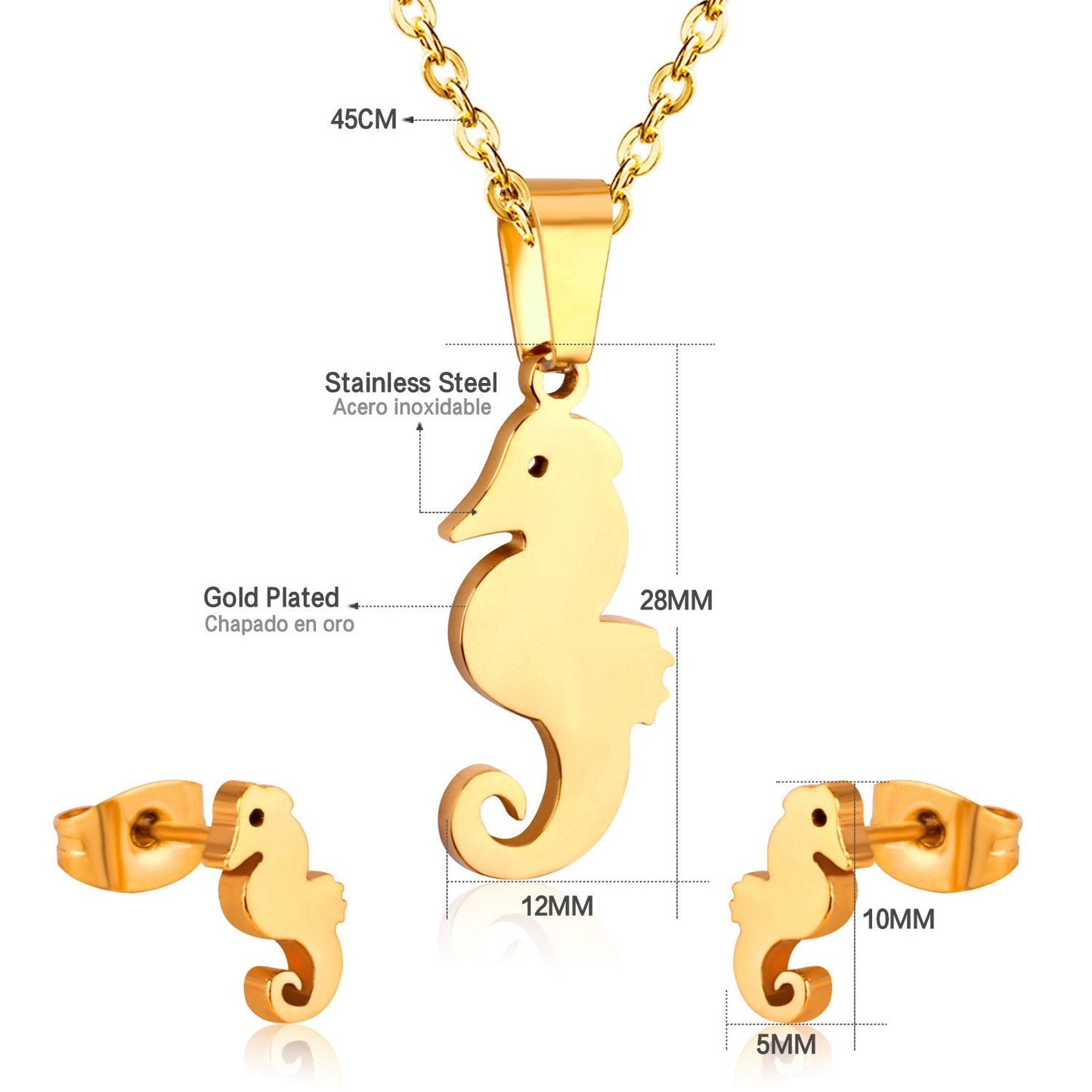 Hippocampus Animal Office Korean Necklaces Earrings Jewelry Sets For Woman Indian Jewellry Set collares para mujer