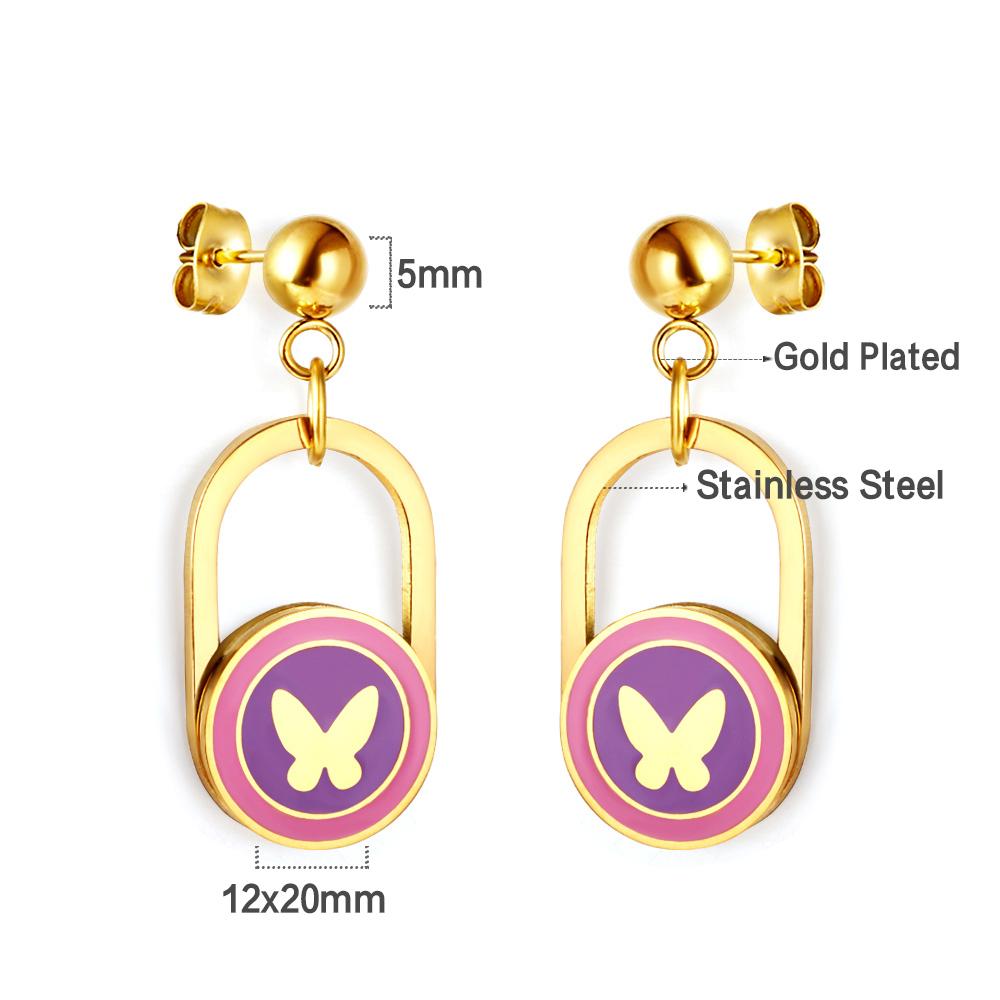 Egirls Jewelry On Ears Oval Shape Trendy Products Gifts For Girls/Woman Cute Pink Butterfly Earrings Heart Dangles