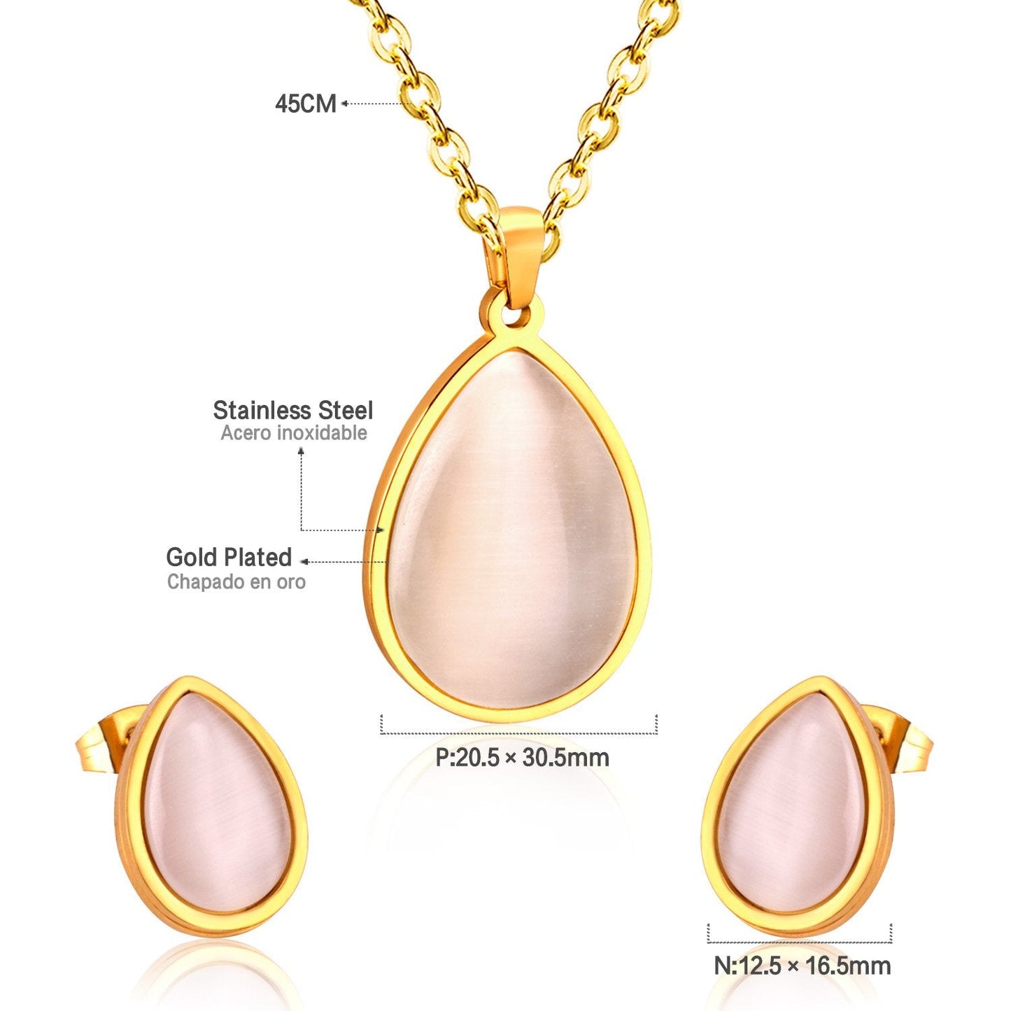 Brand New Opals Gold/Silver Color Necklaces Earrings Sets For Women Girl Engagement Jewellry Set bijoux femme