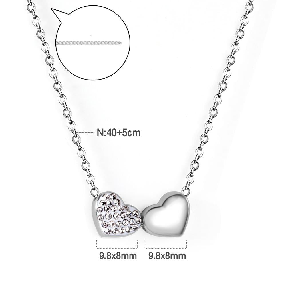 Two Heart Shape Pendant Necklaces Shiny Cubic Zirconia Charms For Lover Friends Romantic Anniversary Birthday Gifts