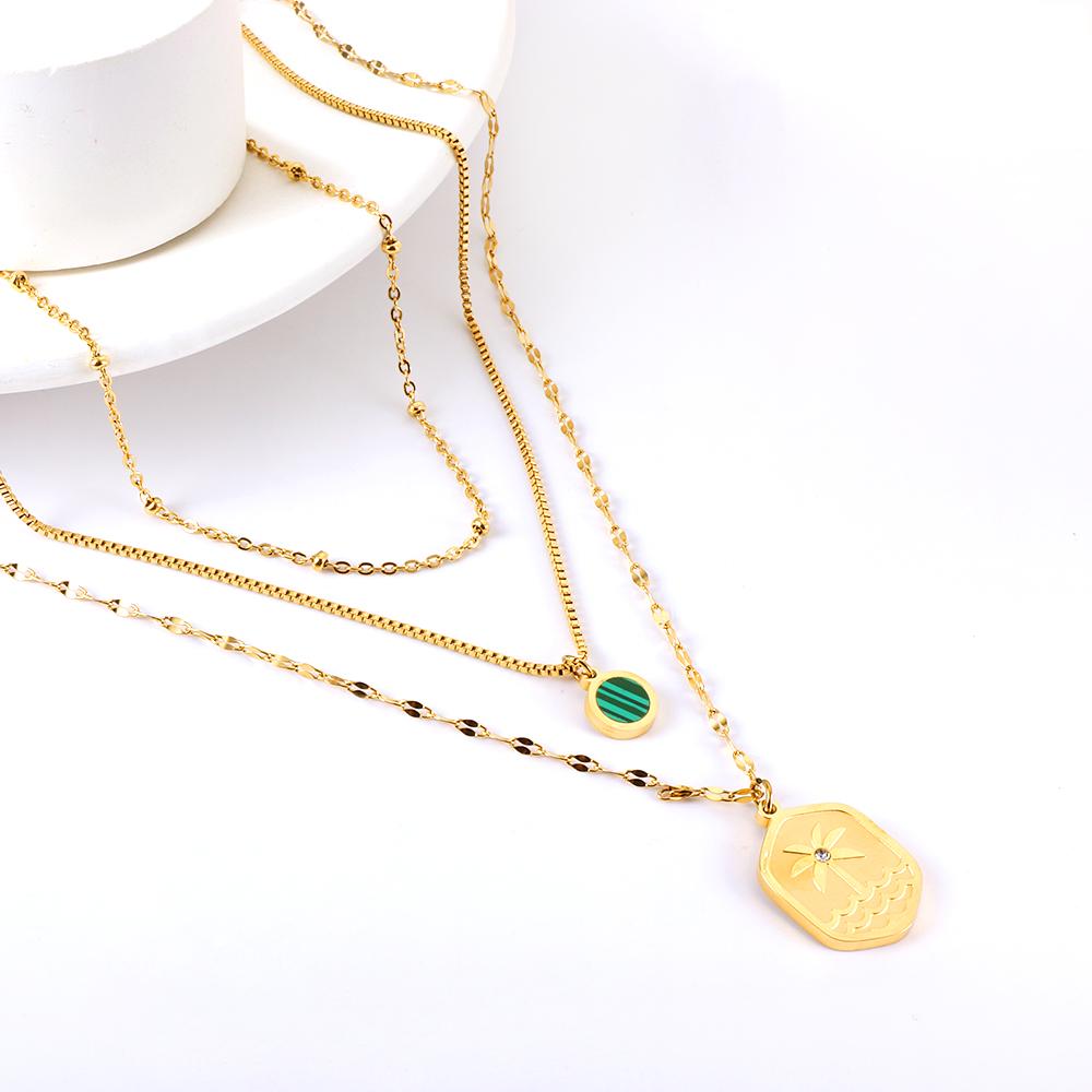 Green AAA Zirconia Collier For Woman Party Luxury Decor Fairy Aesthetic Triple Chain Necklaces Multilayer Choker