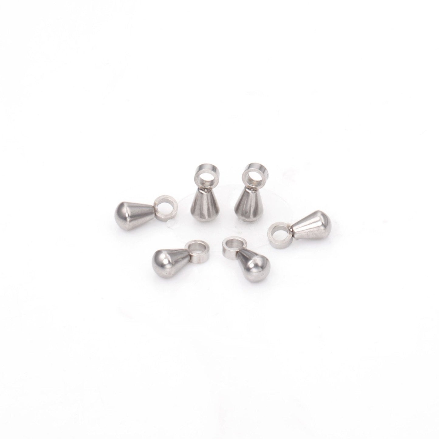 ASON 100pc/Lot 316L Stainless Steel Waterdrop End Beads For DIY Extender Chain Pendant Jewelry Making Findings Accessories