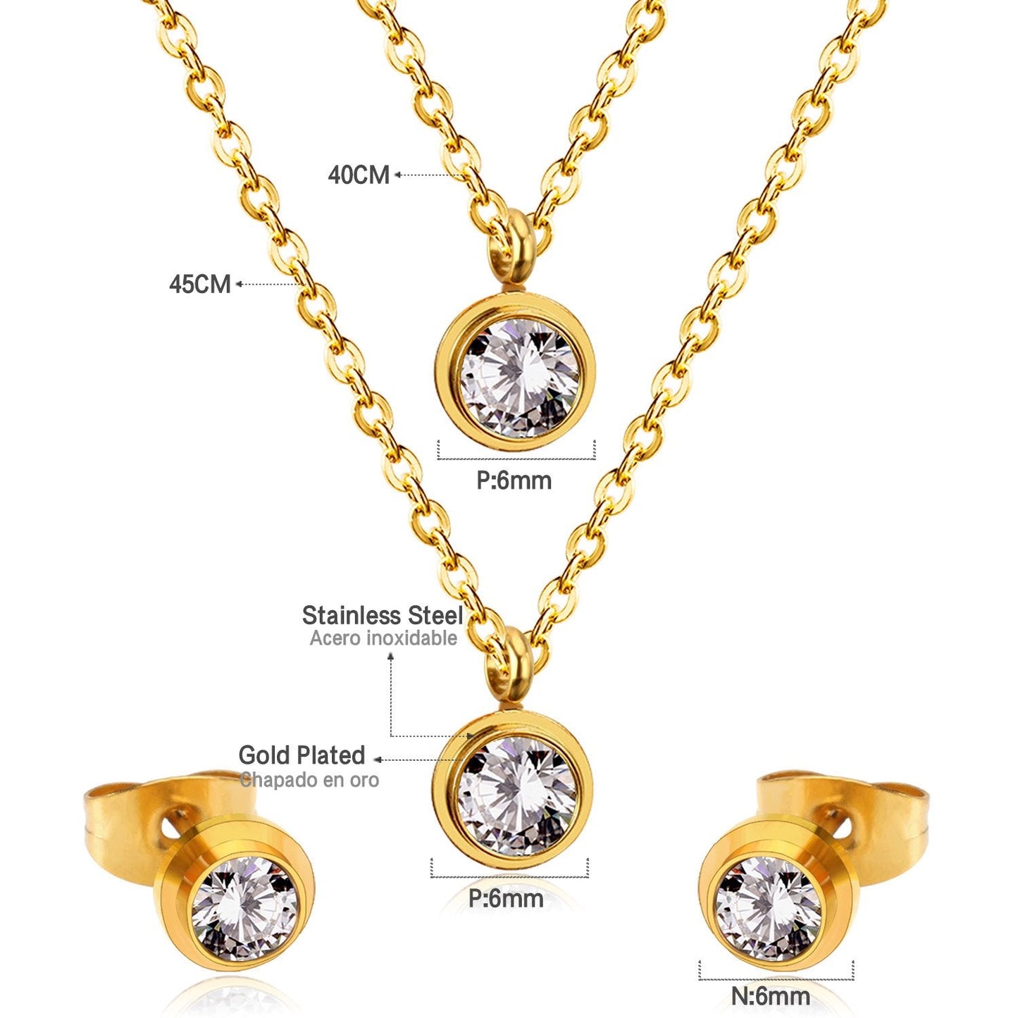 Necklace Earrings Stainless Steel Material Luxury Wedding Trendy Jewelry Sets For Women Valentine's Day Present