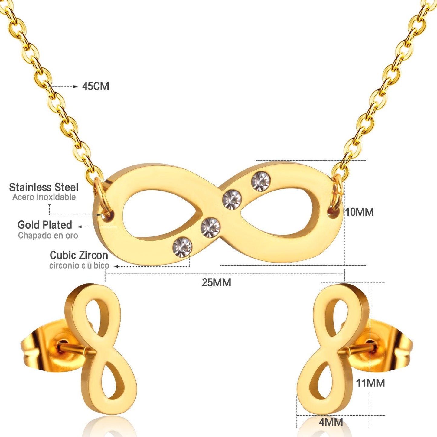 Stainless Steel Dubai African Jewelry Sets Letter With Round Crystal Necklace Earring Sets For Women Accessroies