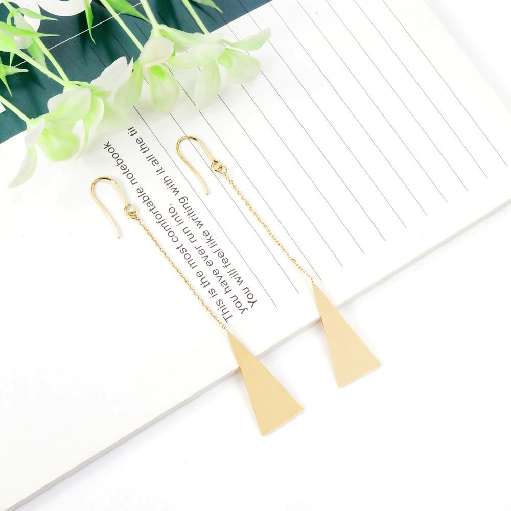 ASON Elegant Gold Color Drop Earrings Stainless Steel Triangle Pendant Dangle Earrings for Women Gift Party Jewelry