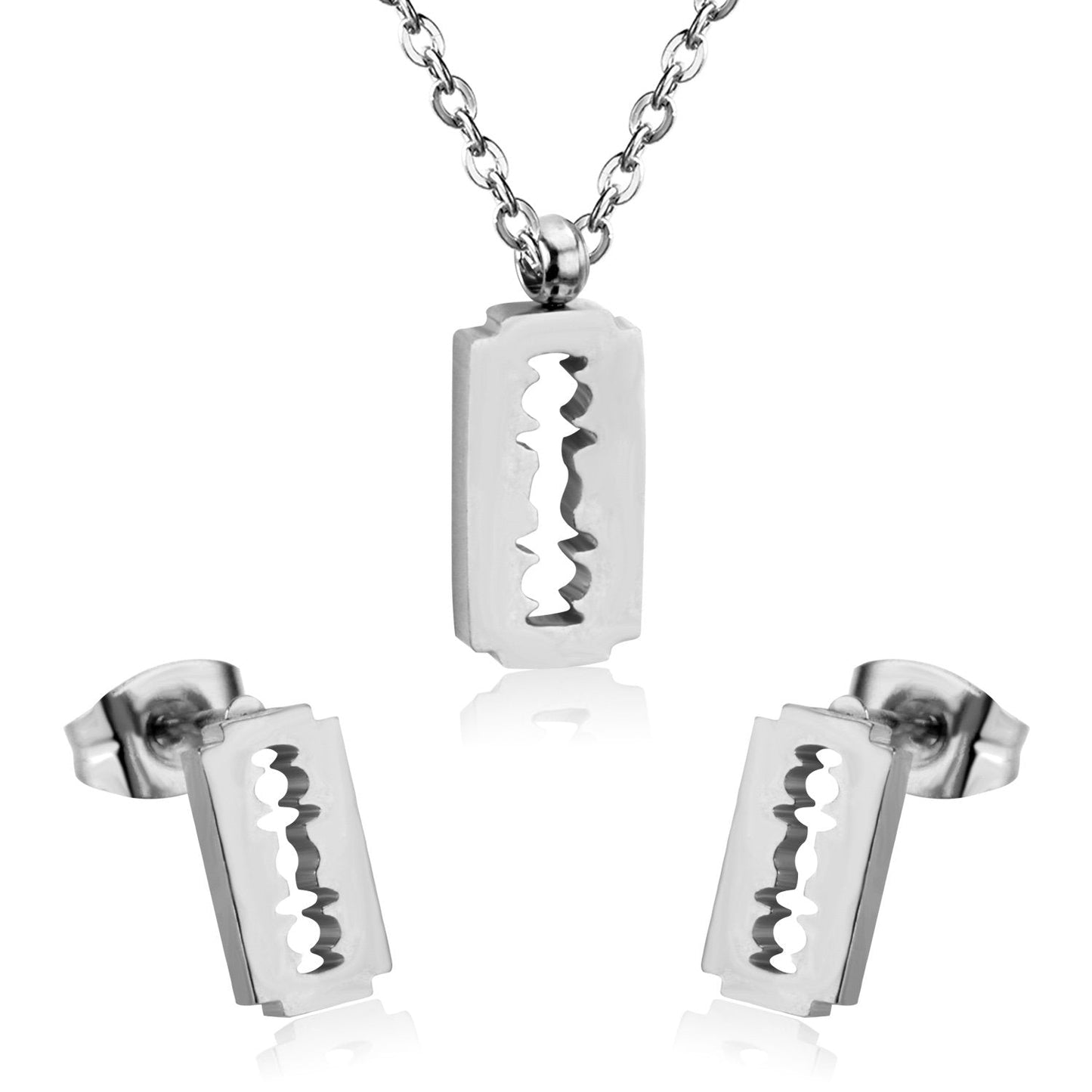 Fashion Frost Gold Pendant Necklace Set for Women Stainless Steel Jewellry Sets Wedding Necklace Set parures bijoux