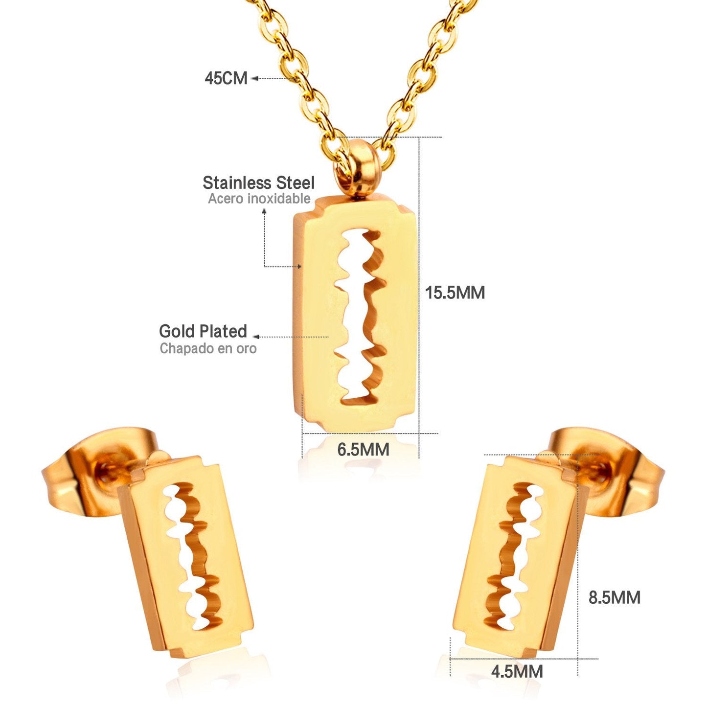 Fashion Frost Gold Pendant Necklace Set for Women Stainless Steel Jewellry Sets Wedding Necklace Set parures bijoux