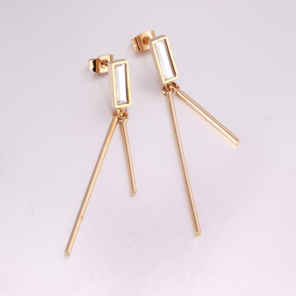 Long Drop Earring For Women Square Gold Color Stainless Steel Christmas Dnagle Earrings Fashion Jewelry pendientes