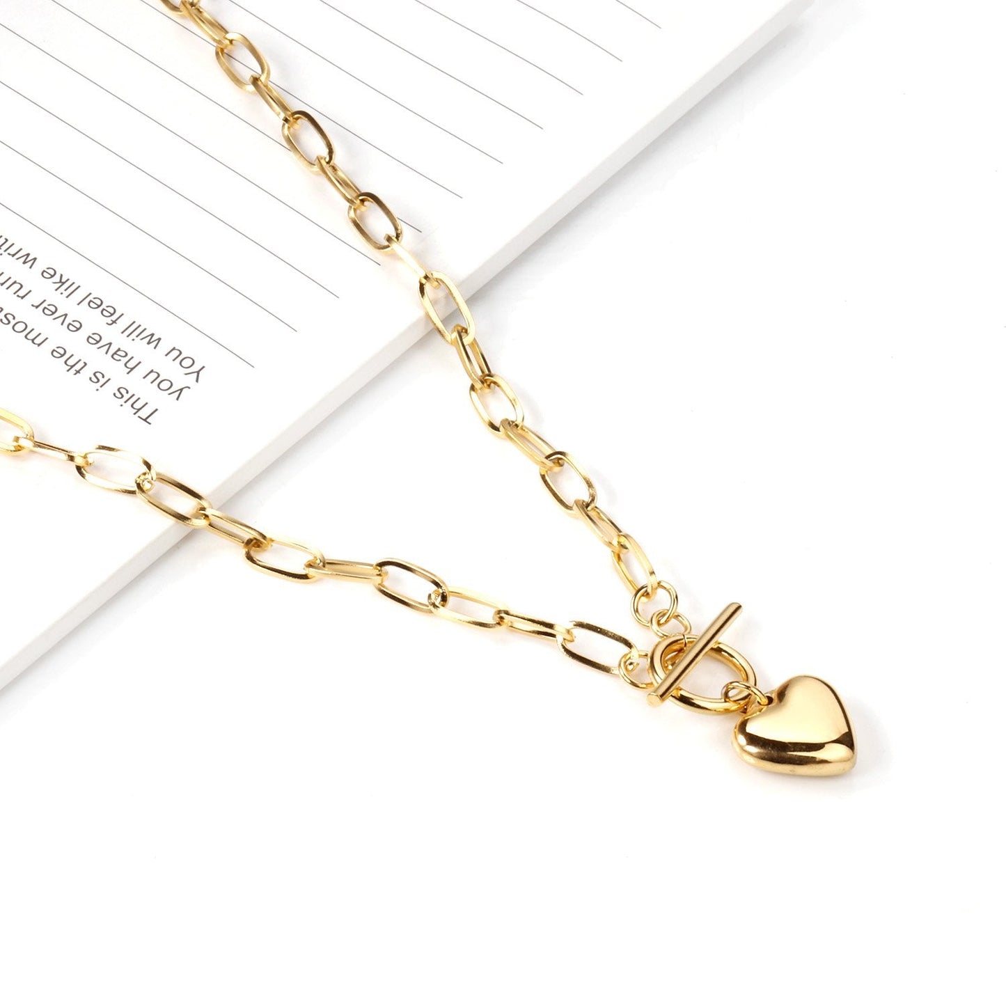 Wholesale Heart Pendant 316L Stainless Steel Link Chain Necklace For Women Choker Collar Accessories Christmas Party Gift