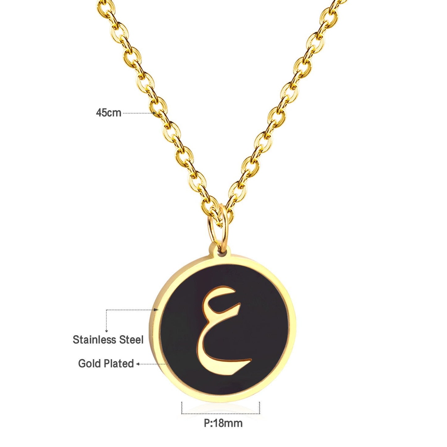 ASON White/Black Shell Gold Color Initial Letter Fashion Pendant Necklace Stainless Steel Alphabet Chain for Gift Chokers