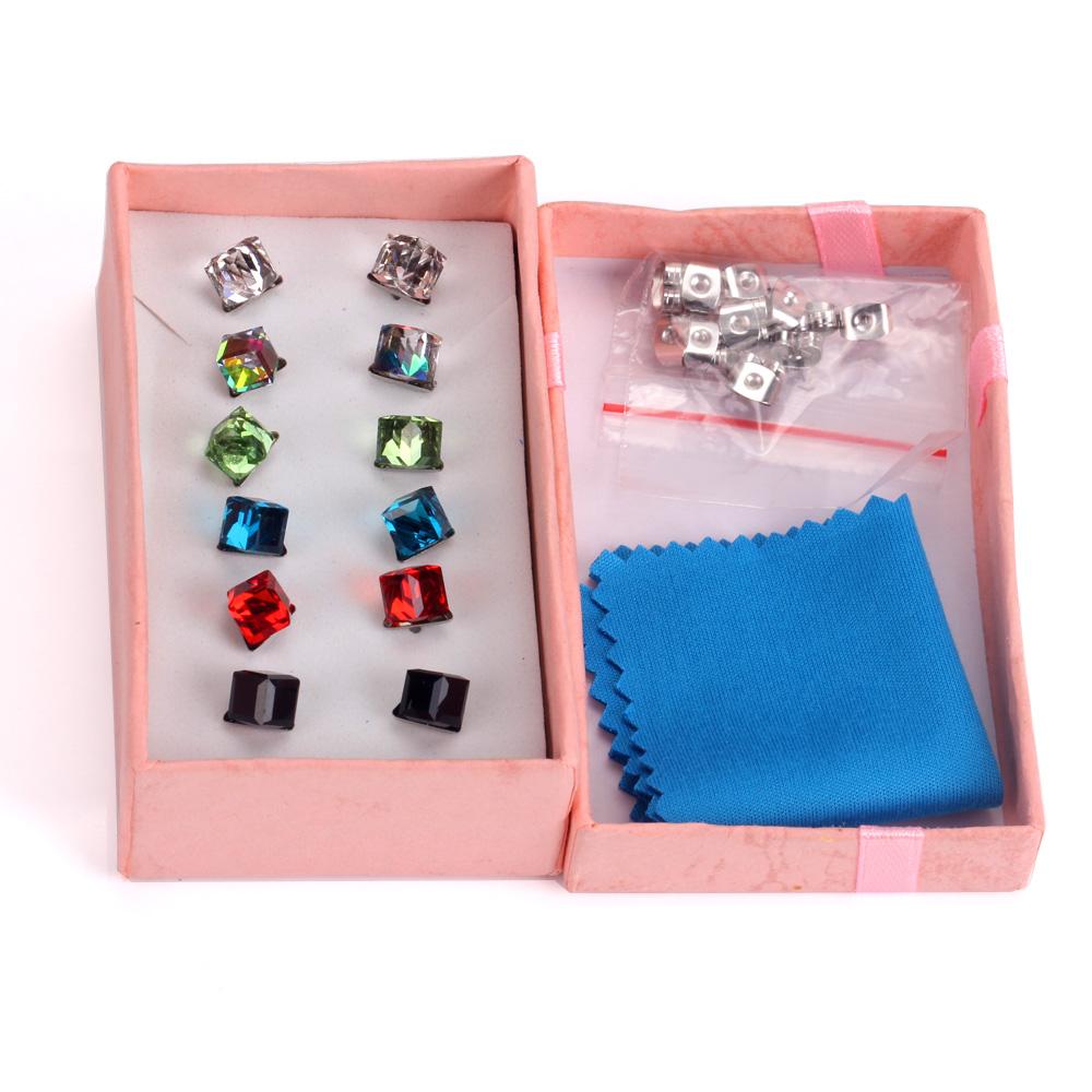 ASON Female Earrings Stainless Steel 4mm 6mm Geometry Cubic Zircona Stud Earrings Fashion Accessories Party Wholesale