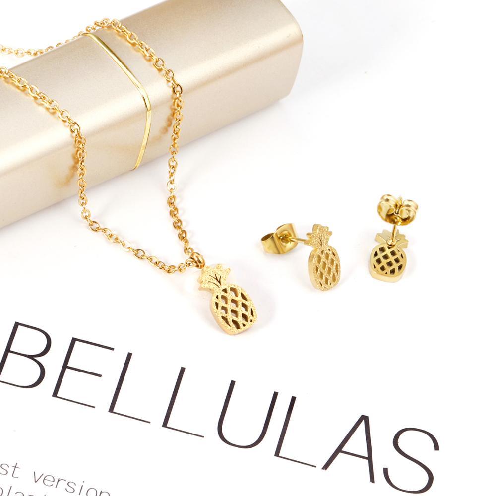 Pineapple Cute Stainless Steel African Jewellery Sets Bridal Dubai Gold Color Wedding Jewelry Sets For Women Girls